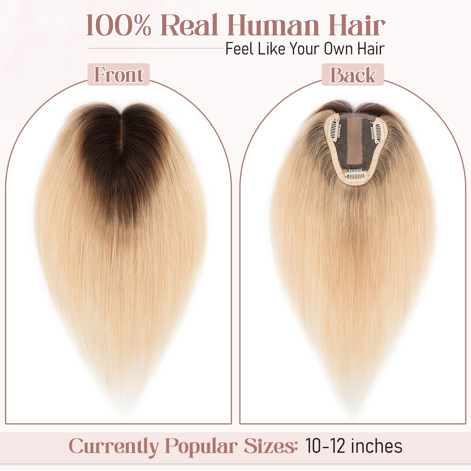 Amazon.com : Hairro Real Human Hair Toppers, Clips in 100  display picture 1