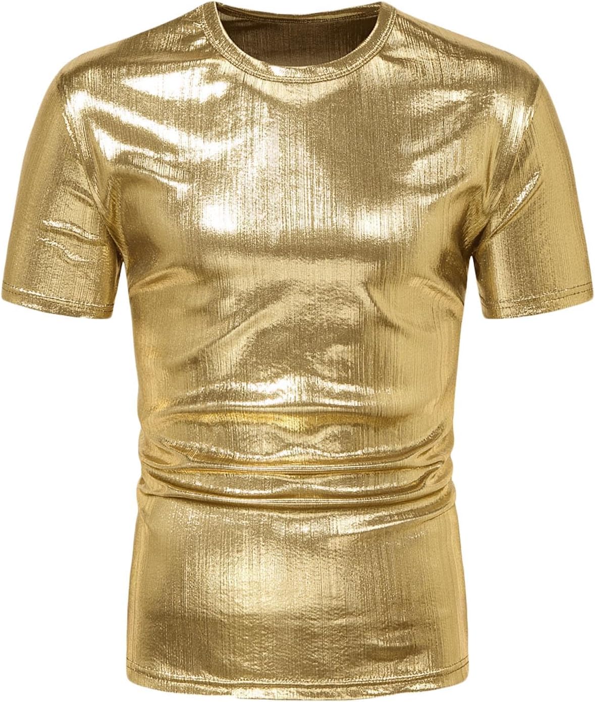 Generic Men's Metallic Crew Neck Tops Short Sleeve Trinidad and