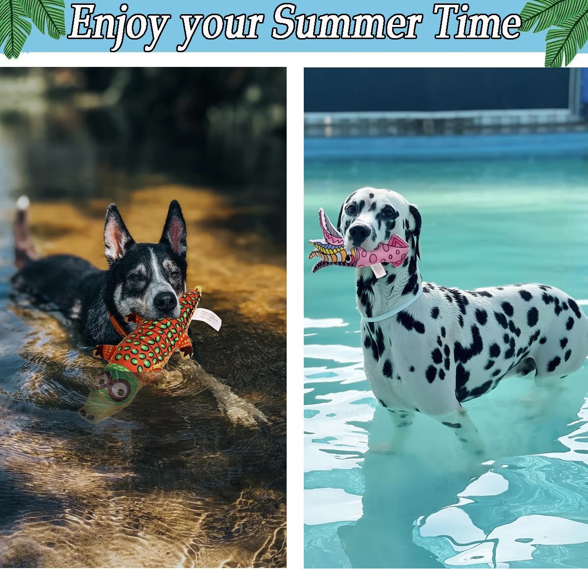 BoomBone Squeaky Dog Water Pool Toys 4 Pack, Interactive Summer Essentials Floating Dog Toys for Small Meidum Dogs Water Beach Fetch