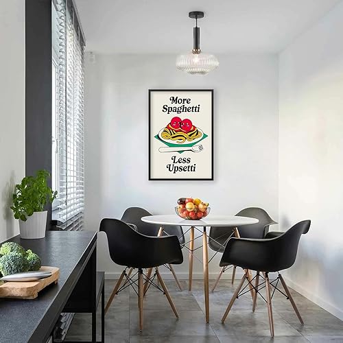 Miniatura 4 de CAXIYSH Arte de pared retro divertido de cocina y comida de cocina, póster de pasta lindo de moda, más espaguetis y menos Upsetti, impresiones en