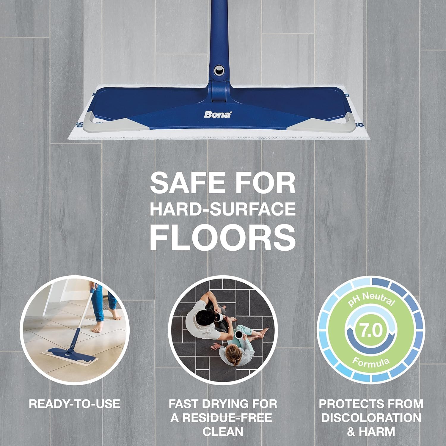 Bona® Disposable Wet Cleaning Pads for Hard-Surface Floors,Lemon Mint Scent,12 Count (Pack of 6)