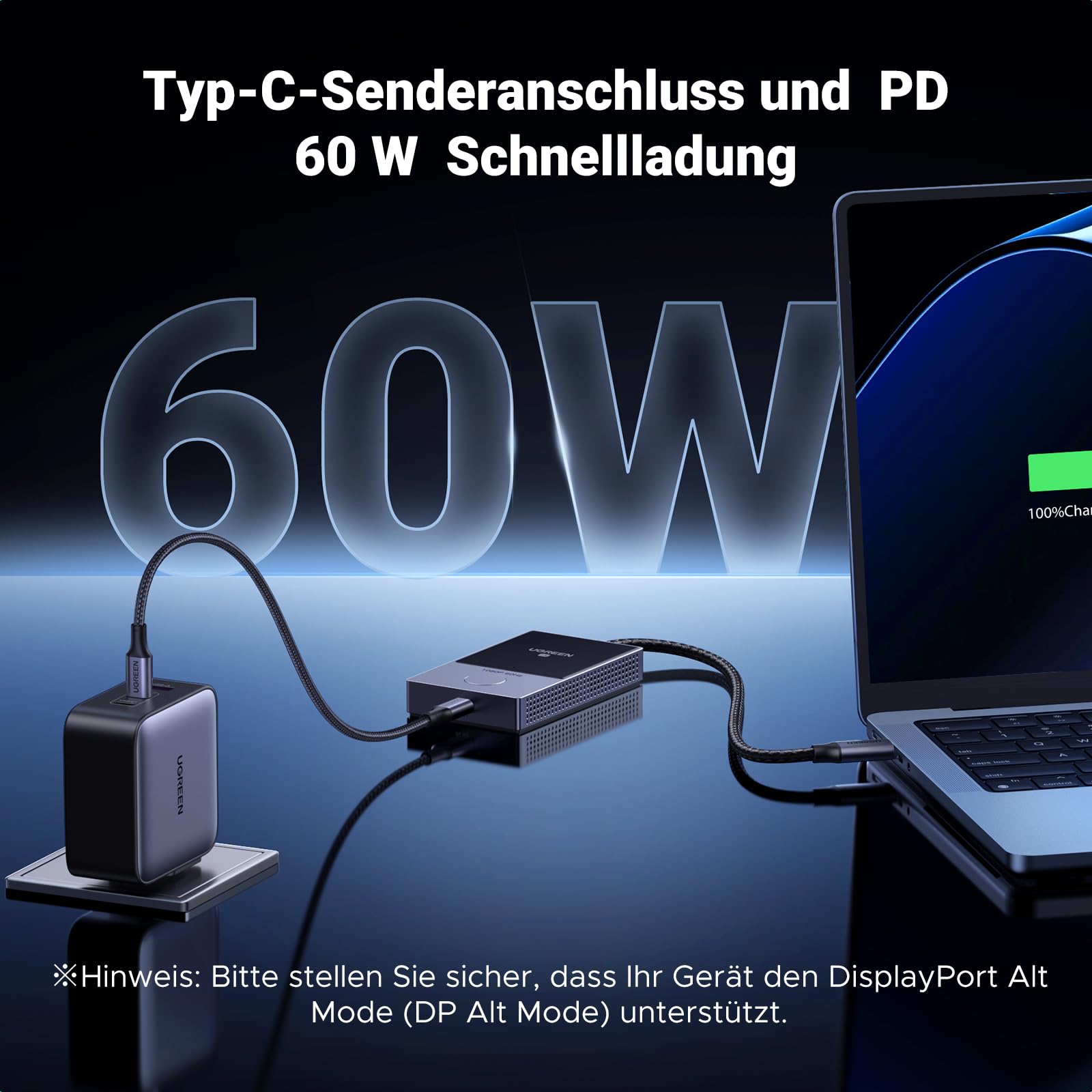UGREEN Wireless USB C Transmitter und Receiver USB C TX und HDMI RX 1080P@60Hz 5G/WiFi Übertragung 50m/164ft Kompatibel mit Mobiltelefonen/Computern/Laptops/Windows/Mac OS/Linux/MacBook Air