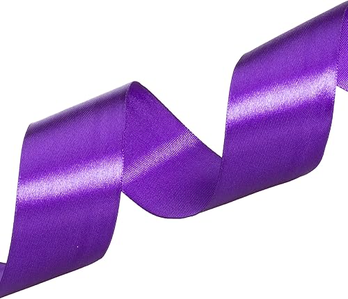 Miniatura 4 de Cinta de satén liso morado de 1 12 pulgadas, cinta de tela artesanal de 50 yardas para envolver regalos, ramos florales, decoración de fiesta de boda