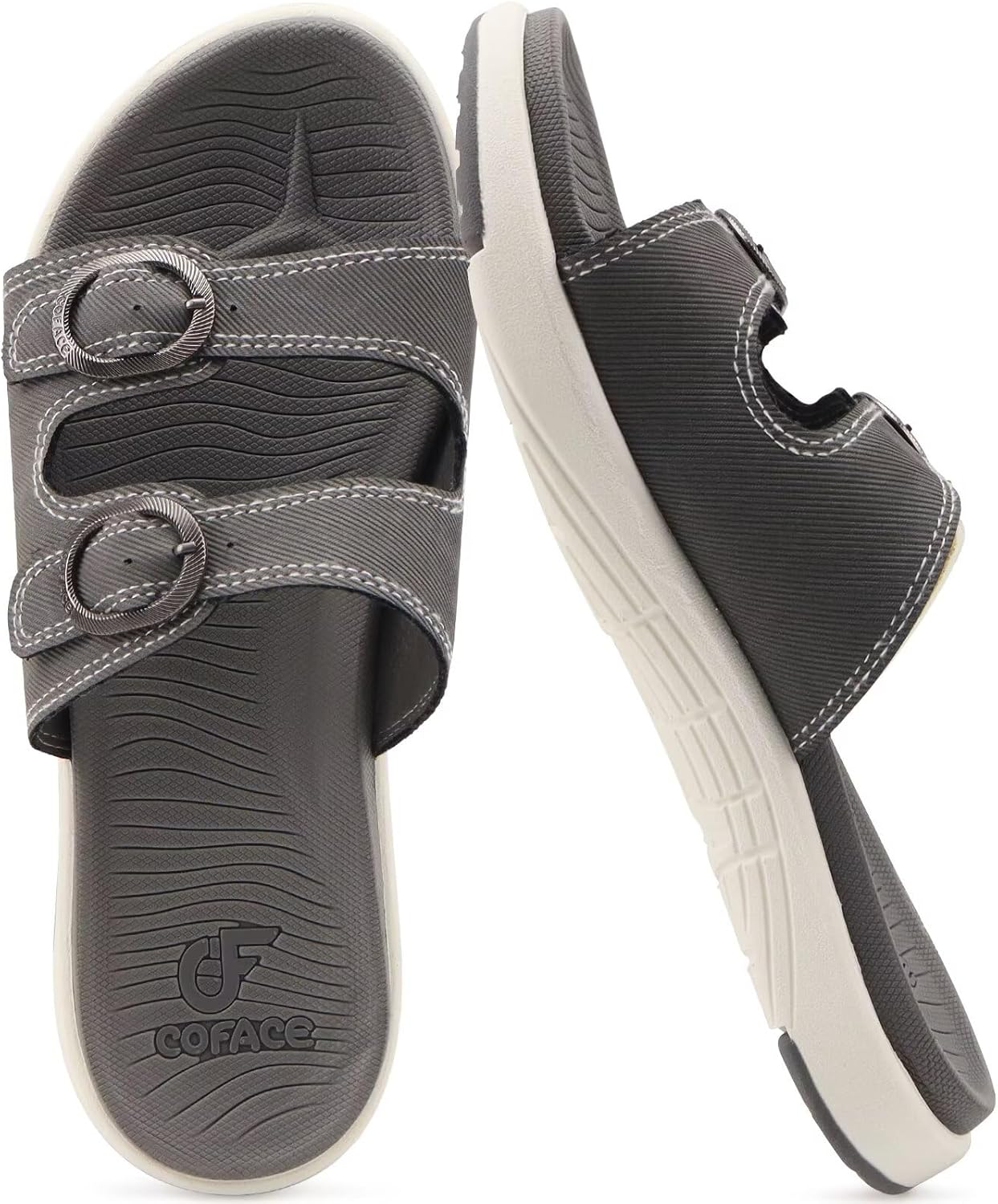 COFACE Womens Orthotic Slides Comfort Plantar Fasciitis Arch Support Slip on Flat Sandals Ladies Soft Cushion Fashion Yoga Mat Slippers With Adjustable Straps - Image 8