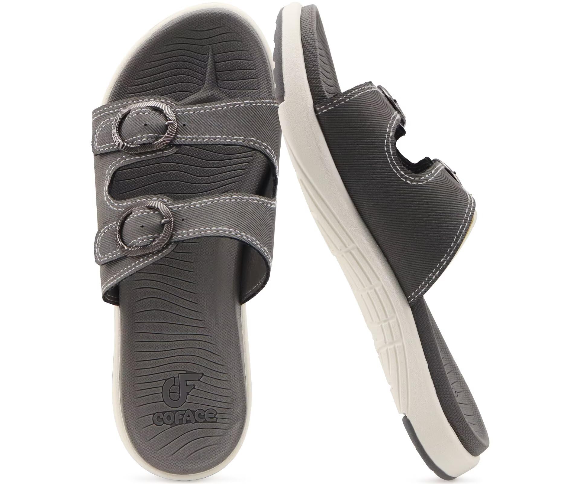 COFACE Sandales Femme Été Mode Orthopedique Slides Avec Support Confortable Plantar Fasciite Léger Sandale De Sangles Réglables