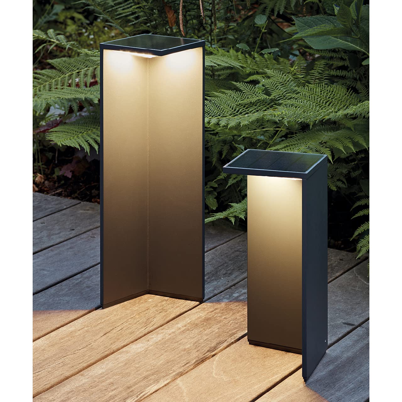 Sigor Nusolar - Solar LED Akku-Gartenleuchte Indoor & Outdoor, Höhe 50 cm, wiederaufladbar, 12 h Leuchtdauer, anthrazit
