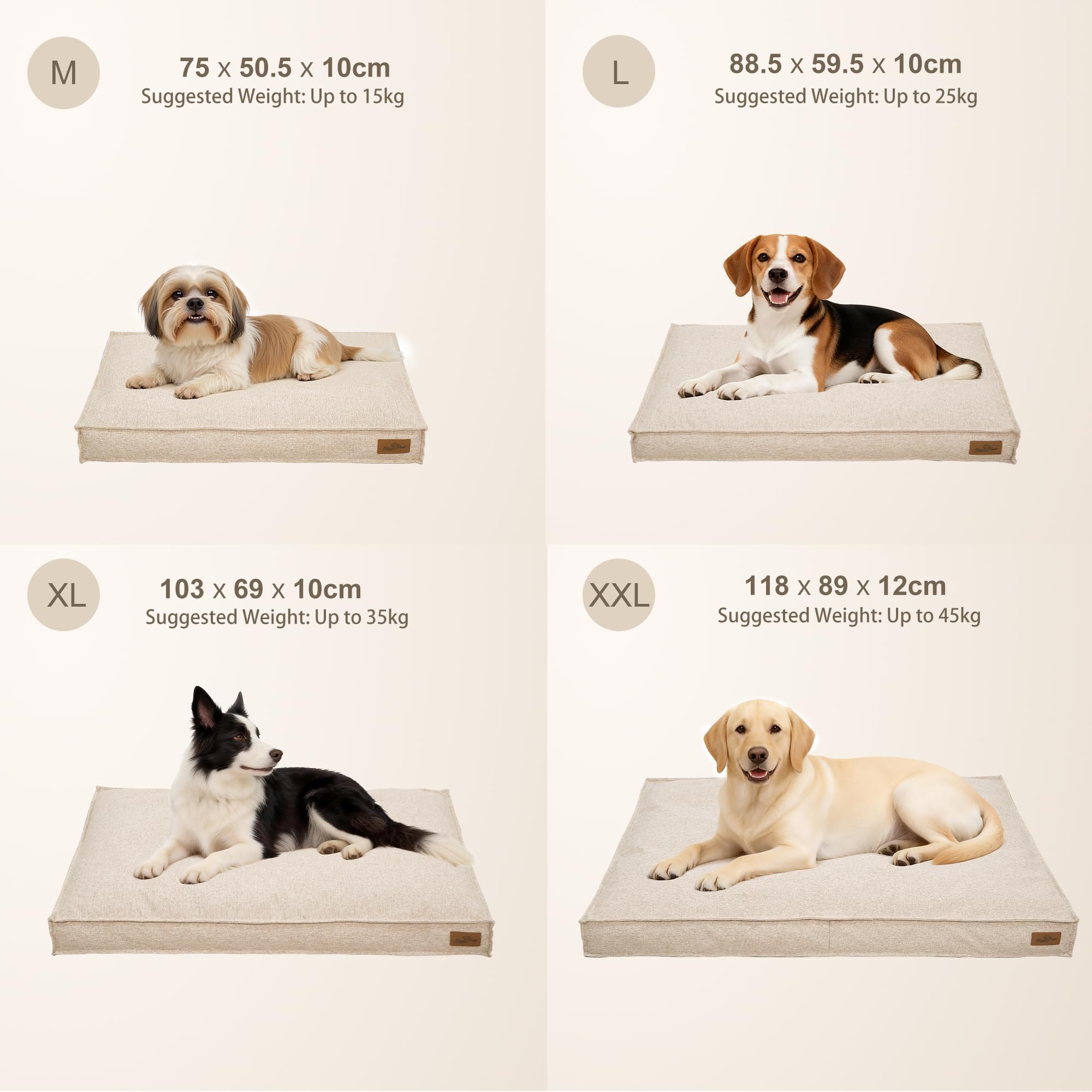 BingoPaw Lino Cuscino per cani Estivo Taglia Grande Letto cani Sfoderabile | XXL Estate Cuccia Traspirante Lavabile 118x89x12cm