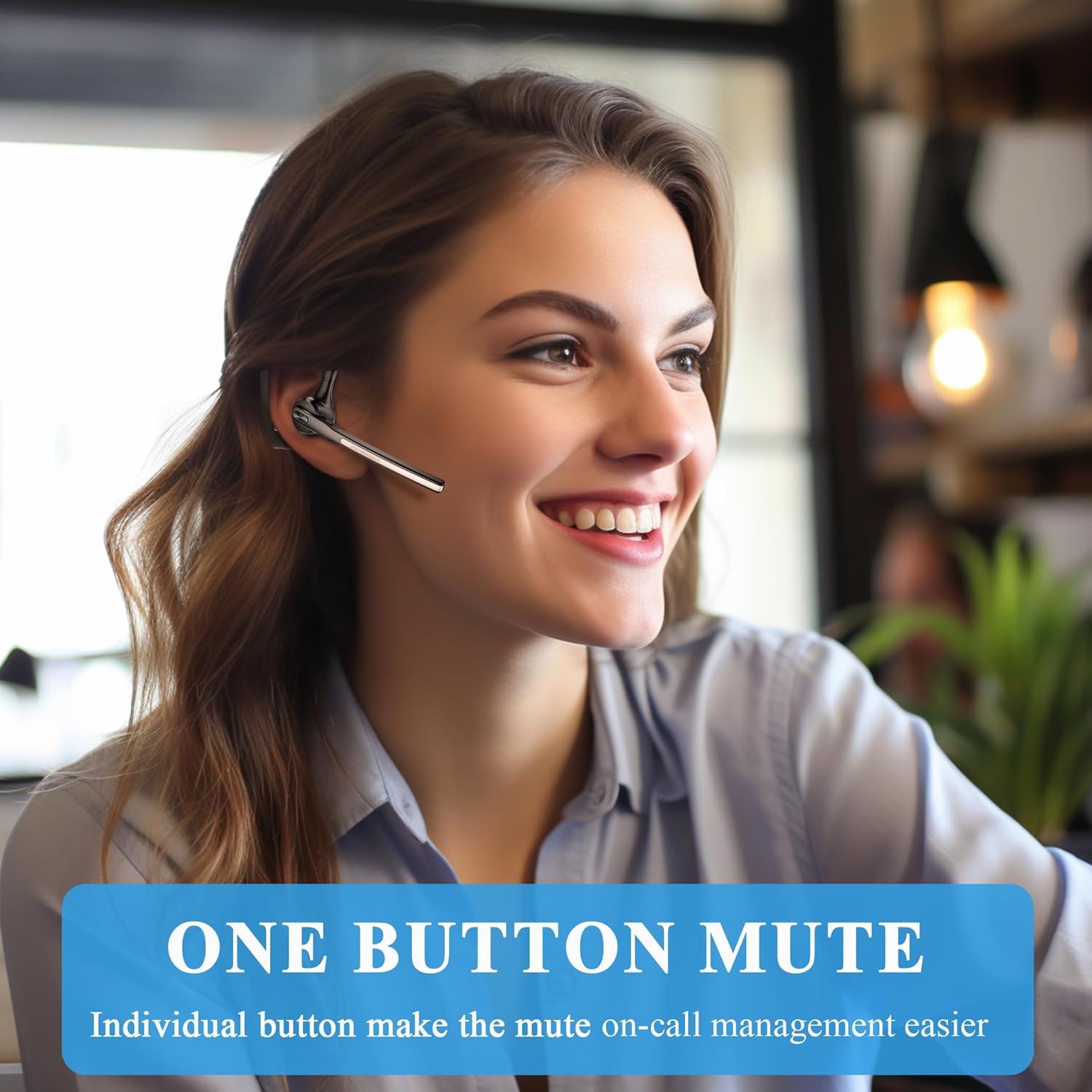 Conambo Bluetooth Headset V5.2 Wireless Bluetooth Earpiece with 750mAH Charging Case 80Hrs Talktime Wireless Headset with CVC8.0 Dual Mic Noise Canceling for iPhone Cellphone Trucker Work - Image 6