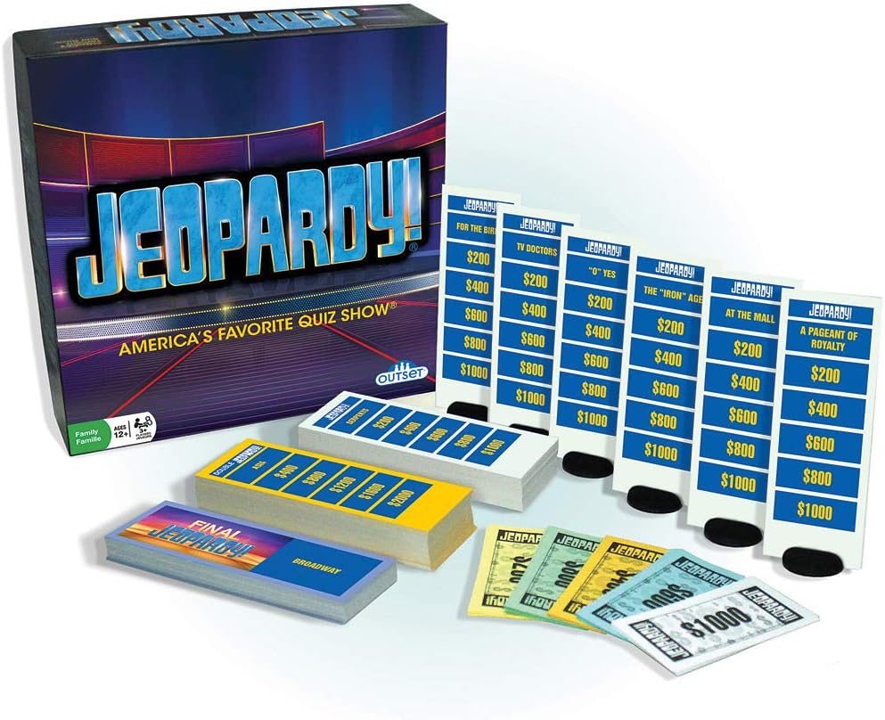 Jeopardy Board Game - America's Favorite Quiz Show Party Game - Features 180 Cards, 6 Stands, And Play Money (Ages 12+)