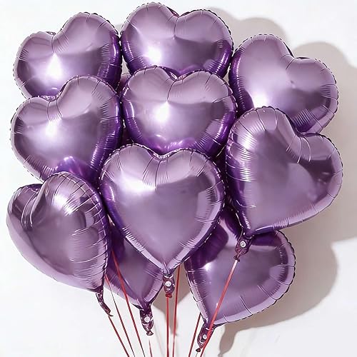 10 globos de corazón morado perlado, globos de Mylar de 18 pulgadas para baby shower, boda, decoración del día de San Valentín