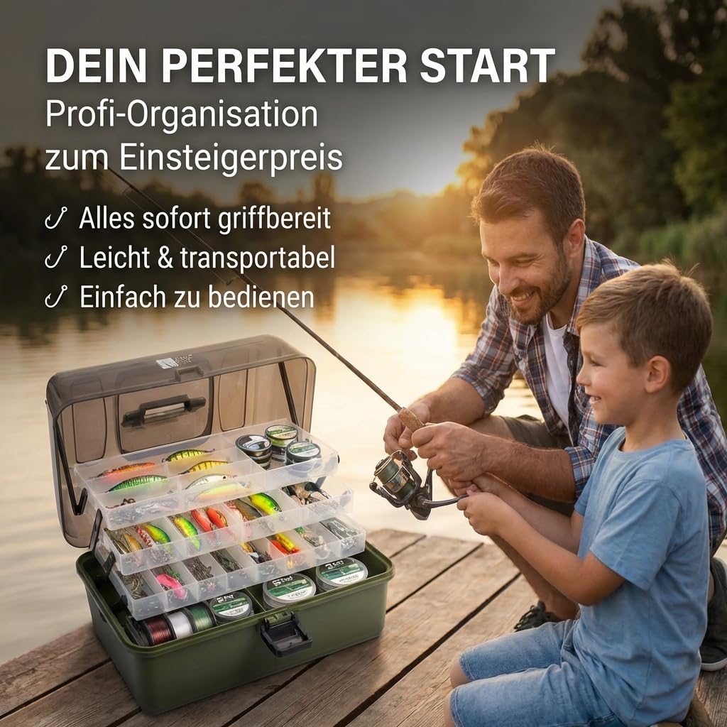 Zite Fishing - Valigetta da pesca con 3 negozi, per accessori da pesca, 36,5 x 22 x 20 cm