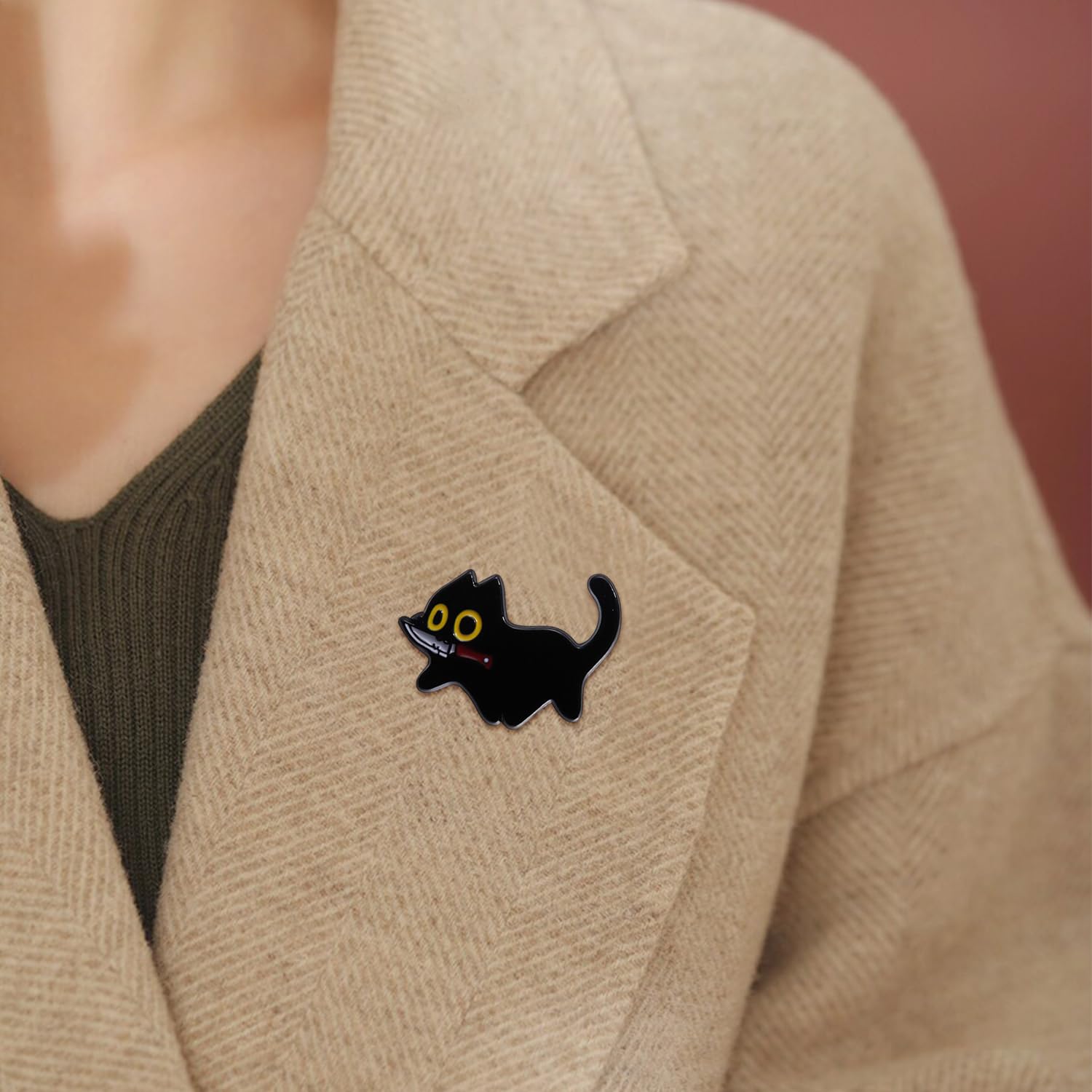 6 Lindas Insignias En Forma De Gatos Negros, Broches De Alfiler Sólidos, Decoración De Sombrero De Mochila, Colección De Animales De, Juego De Regalo Pequeño. — view 6