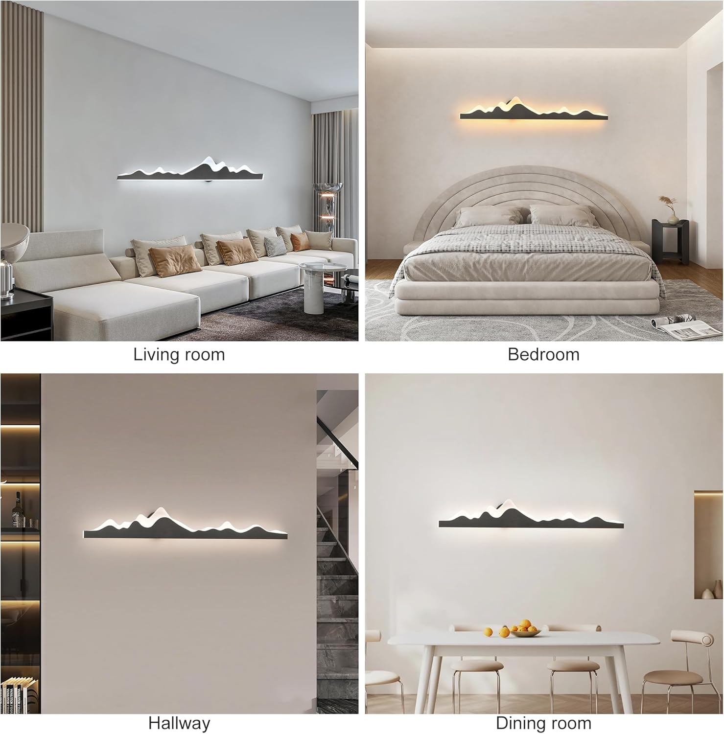 Qcyuui Wall Sconce with Remote Control 47.2inch Dimmable LED Wall Lights Black Led Wall Sconce Indoor Mountain Shape Wall Lamps for Living Room Bedroom Hallway,24W