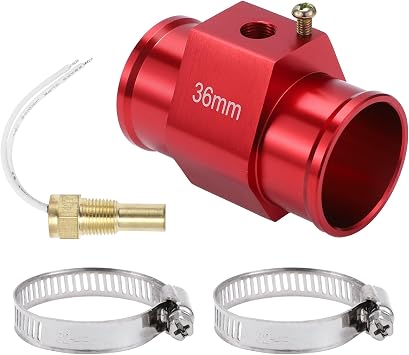 12/24V Universal Water Temp Sensor Kit, 1/8"NPT 36mm Red Adapter 190F on - 175F Off for Automotive Radiator & Engine Cooling