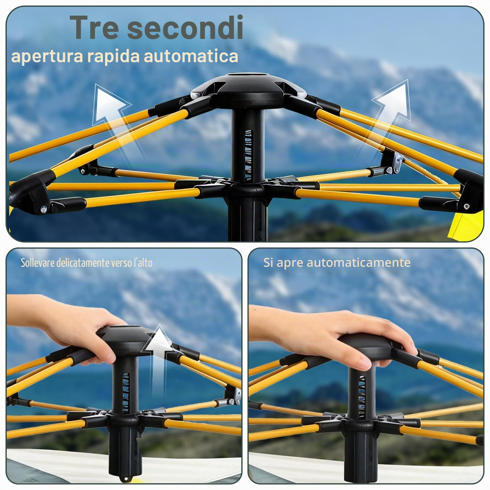Tenda da campeggio, tenda pop-up, due porte e due finestre, adatta per 2-3 persone, impermeabile e a prova di insetti, ideale per campeggio, viaggi e uso in giardino, verde