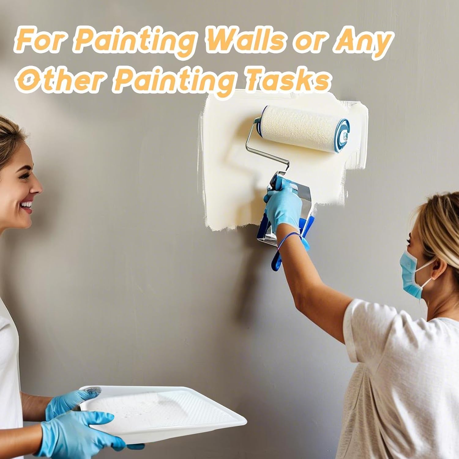 1 Piece 9 Inch Metal Paint Tray with 10 Disposable Tray Liners | Disposable Plastic Liners, Large Capacity, Easy to Clean, Reusable, Ideal for Wall Painting with Paint Rollers & DIY