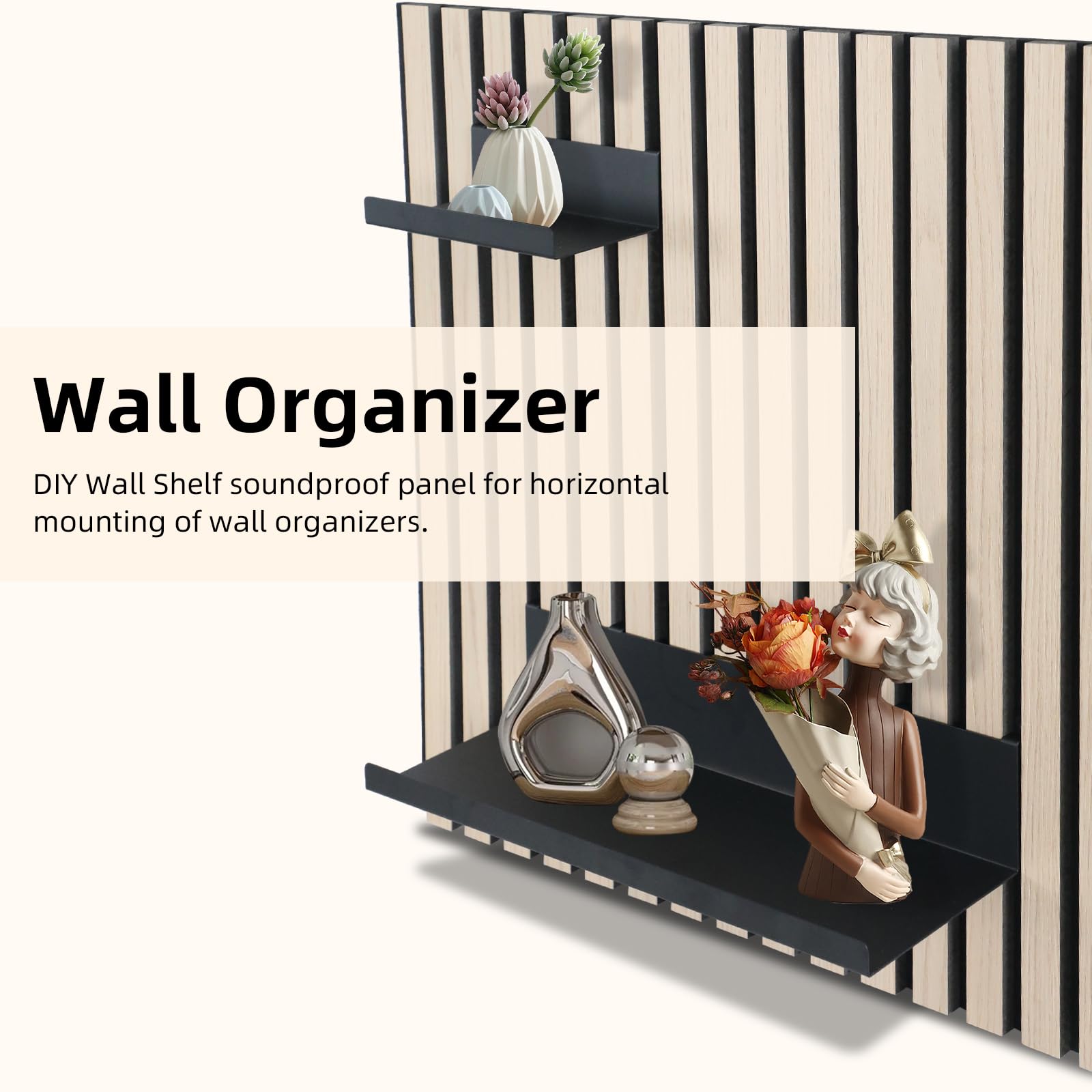 Scaffalatura acustica, colore nero, pannelli acustici, 17,2 x 10 cm, accessori in metallo, pannelli acustici per pannelli acustici, verticali, fai da te per ufficio, cucina (41,2 x 15 cm)