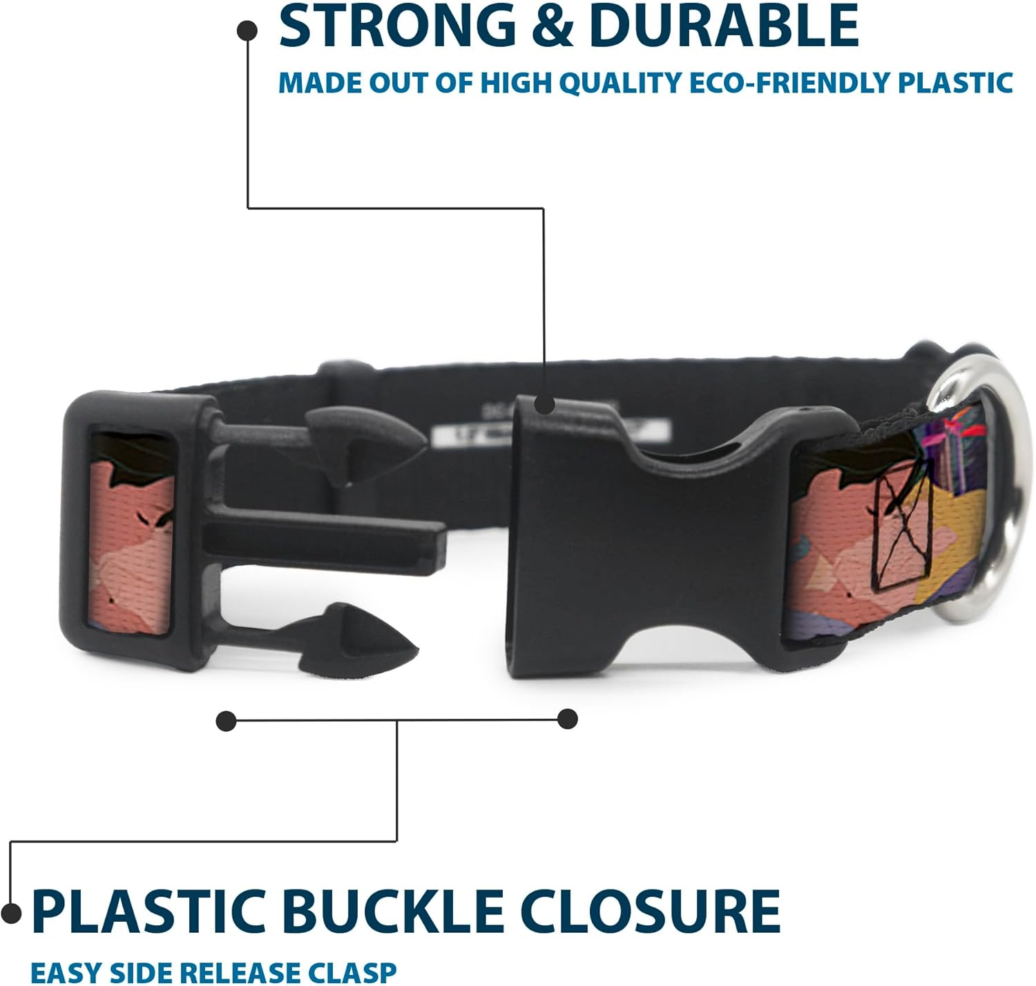 Buckle-Down Pocahontas & John Smith Scenes Plastic Clip Collar, Wide Medium/16-23"