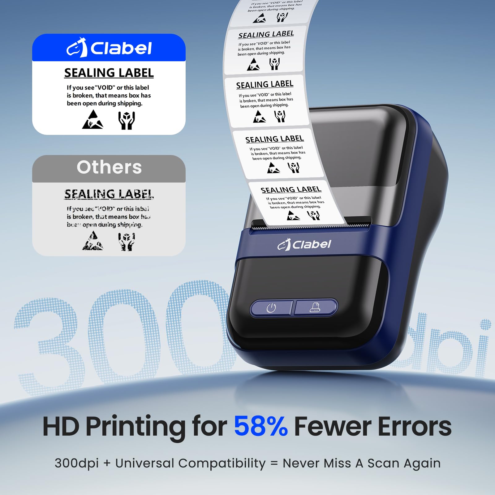CLABEL Mini Stampante Etichette Portatile: 230B Bluetooth Termica Etichettatrice Adesive Codice a Barre Compatibile con iOS e Android Label Printer con 3 Rotolo di Etichette per Ufficio(230B-Nero)