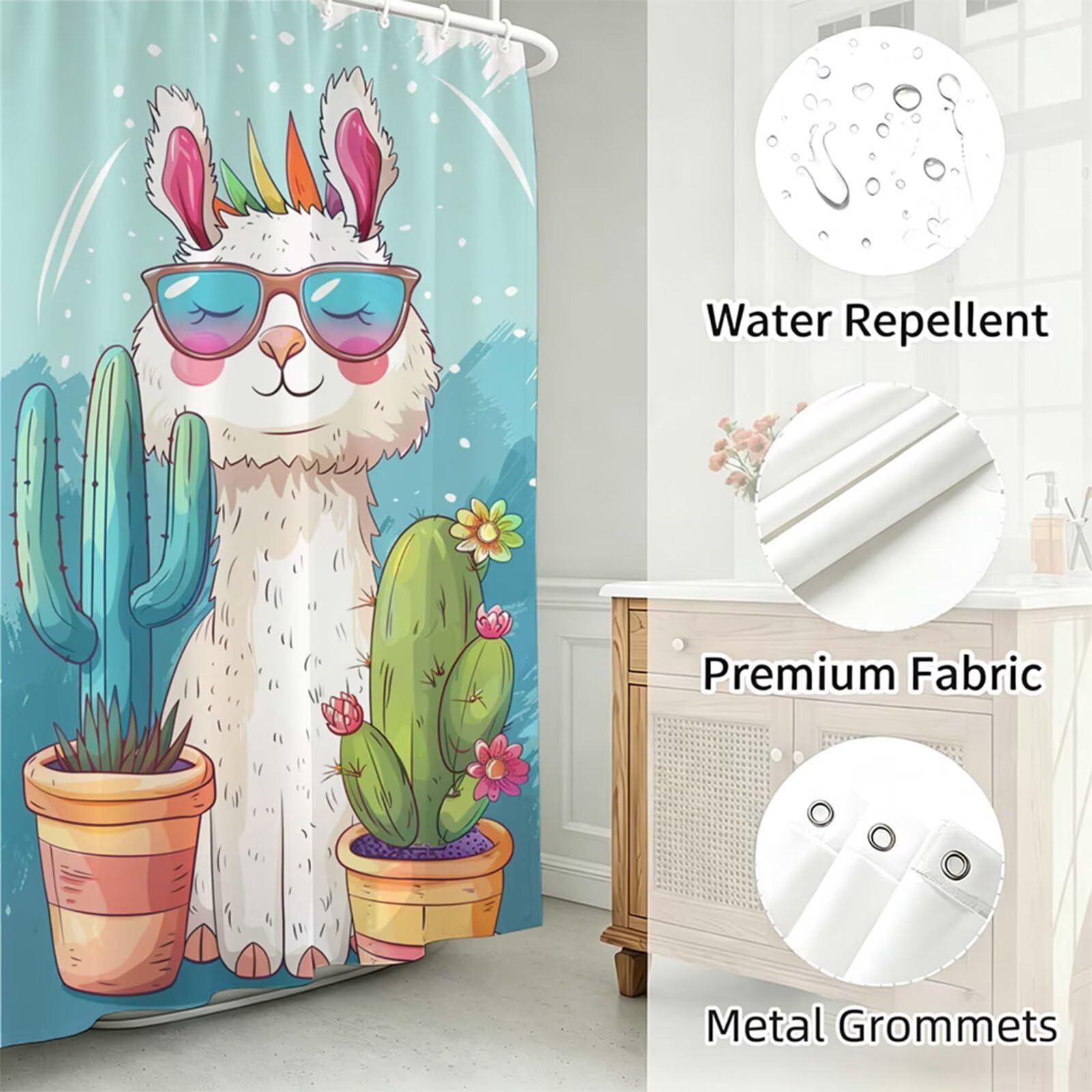 Turchese Tenda Doccia 200x200cm,Tenda per Doccia Tessuto Poliestere Impermeabile Asciugatura Rapida con 12 Anelli,Tende Finestra Bagno e Vasca Pieghevole per Angolare Casa Shower Curtain animale J-342
