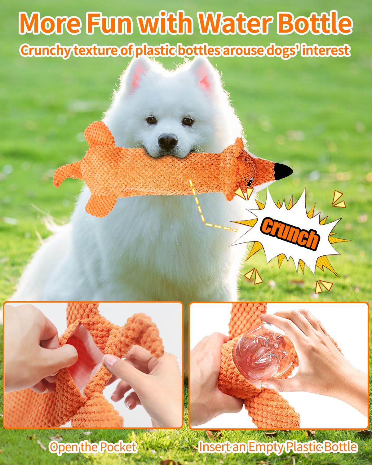 Hundespielzeug, quietschendes Plüsch, keine Füllung, knisterndes Hundespielzeug für kleine, mittelgroße und große Hunde, interaktives Kauspielzeug für Welpen, 5 Stück