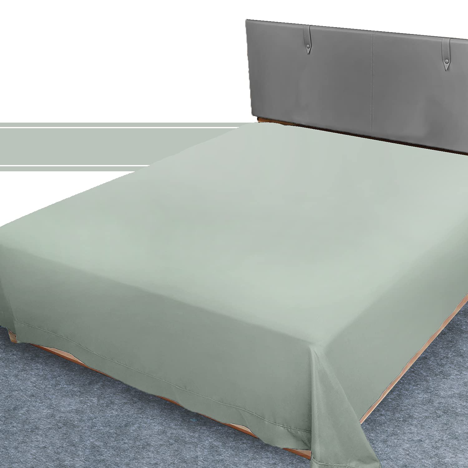Super Soft Flat Double Bed Sheets, Easy Care Non Iron Anti Wrinkle Bedsheet Percale Dyed Bedshit, Duck Egg