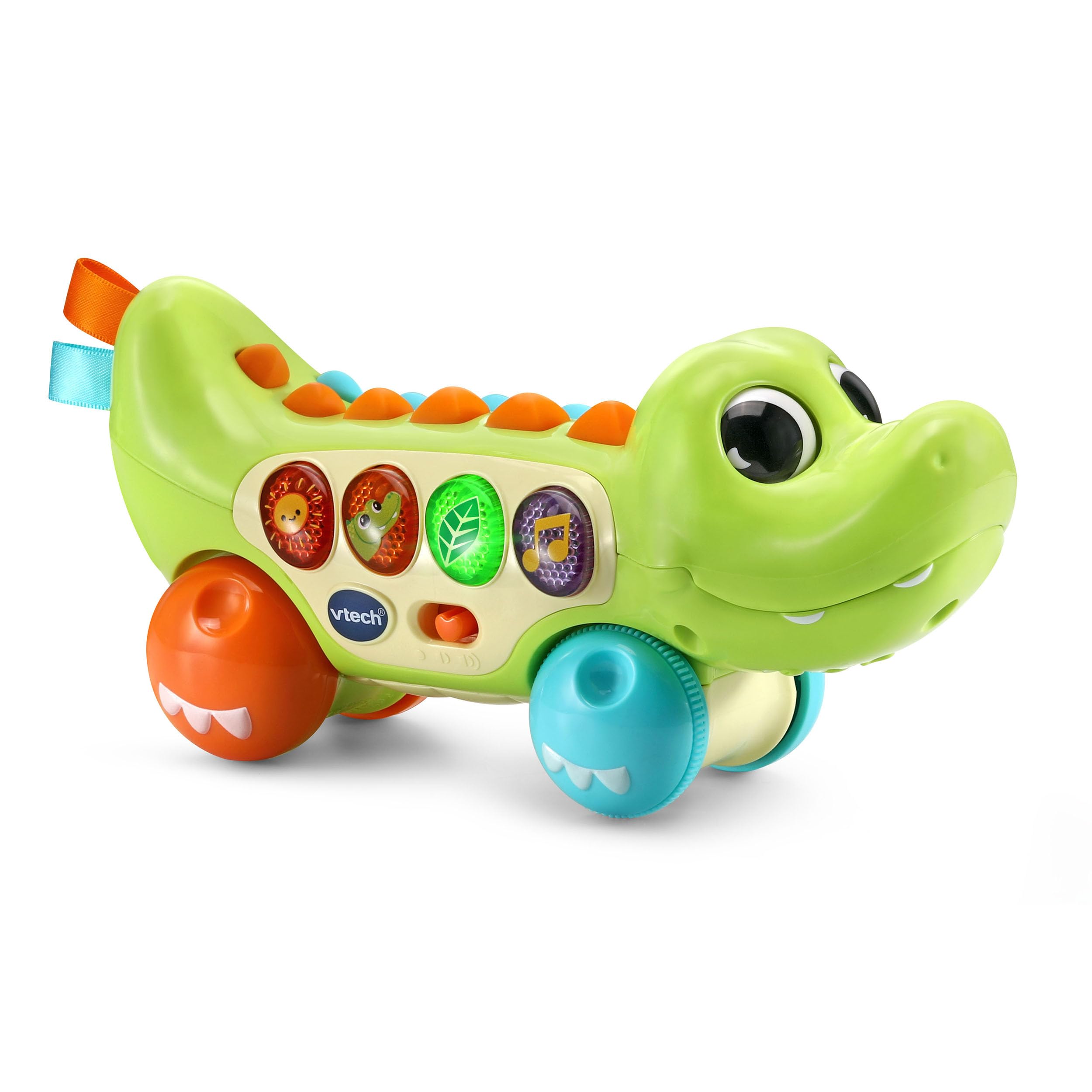 Vtech Baby - Babys Lernspaß-Krokodil – Interaktives Babyspielzeug mit Musik, Sätzen und Geräuschen – Farbenfrohes Krokodil auf Rollen mit Mehreren Tasten – Für Kinder von 6-36 Monaten