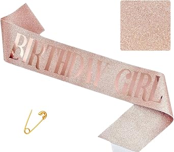Birthday Girl Sash - Birthday Girl Rose Gold Sash - Rose Gold Birthday Sash Birthday Party Favors, happy birthday sash
