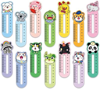 30Pcs Cute Animal Bookmark Ruler Fun CartoonThemed Bookmarks with Ruler for Reading Back to School Gifts Teacher Prizes Party Favors Ideal for Book Lovers in Classroom and Home Office Supplies