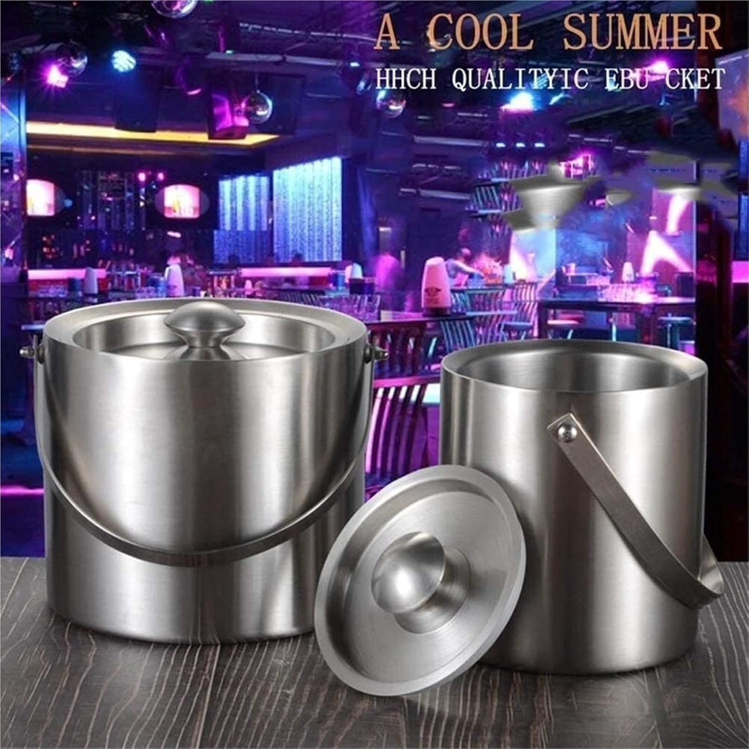 Ice Buckets for Parties, Stainless Steel Wine Bucket and Stand Holder Holds Beer Champagne and More