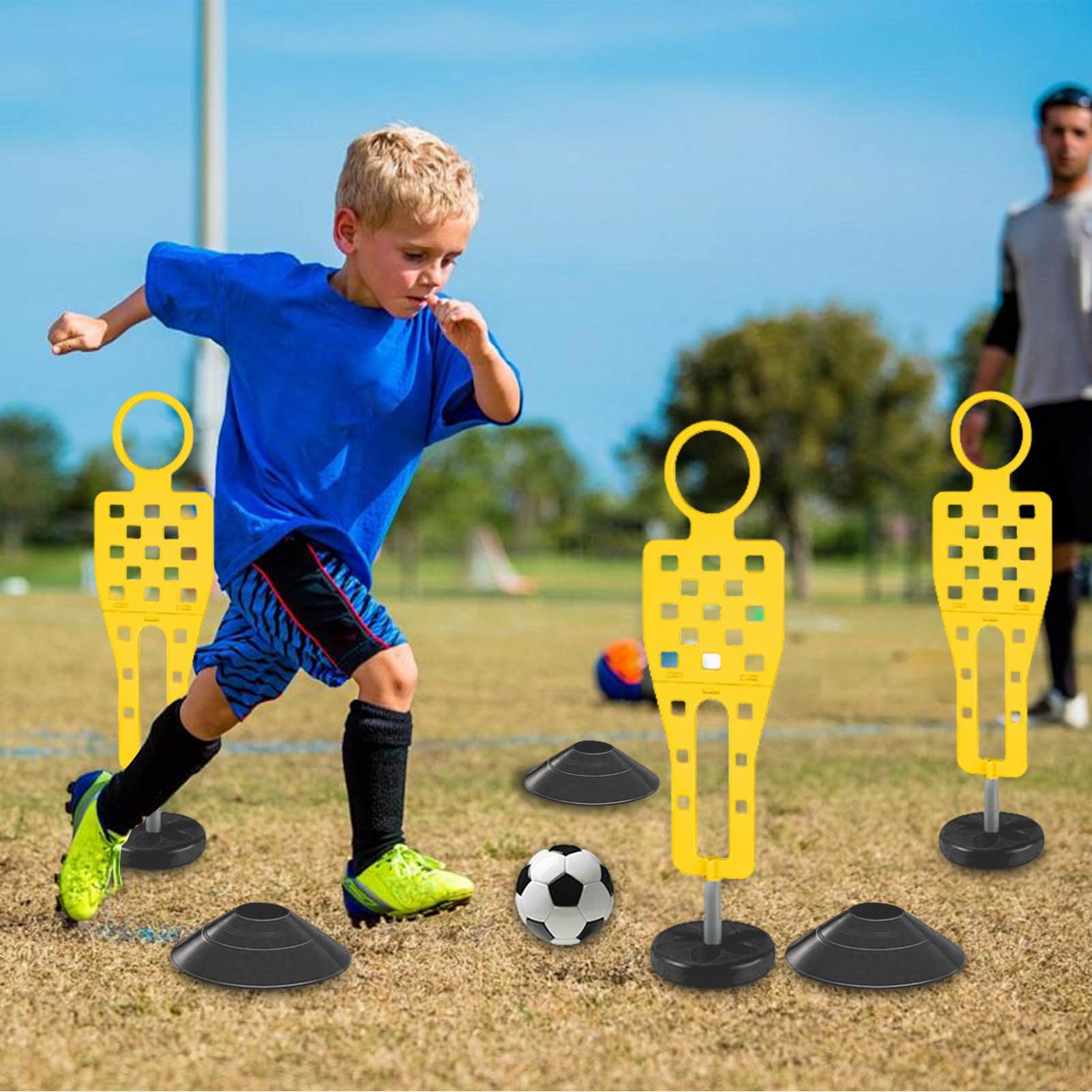 Allenamento Calcio, Sagome Allenamento Calcio, Kit Gioco Ostacoli Educativo Bambini Attività Multiplayer Da Esterno Casa Palestra Giardino