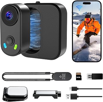 UYIKOO Mini Body Action Camera with Charging Case, FHD 2K, 64GB Thumb Size Small POV Camera with WiFi, 360min Runtime, Tiny Wearable Magnetic Camcorder for Work Vlogging Travel Pet Cycling