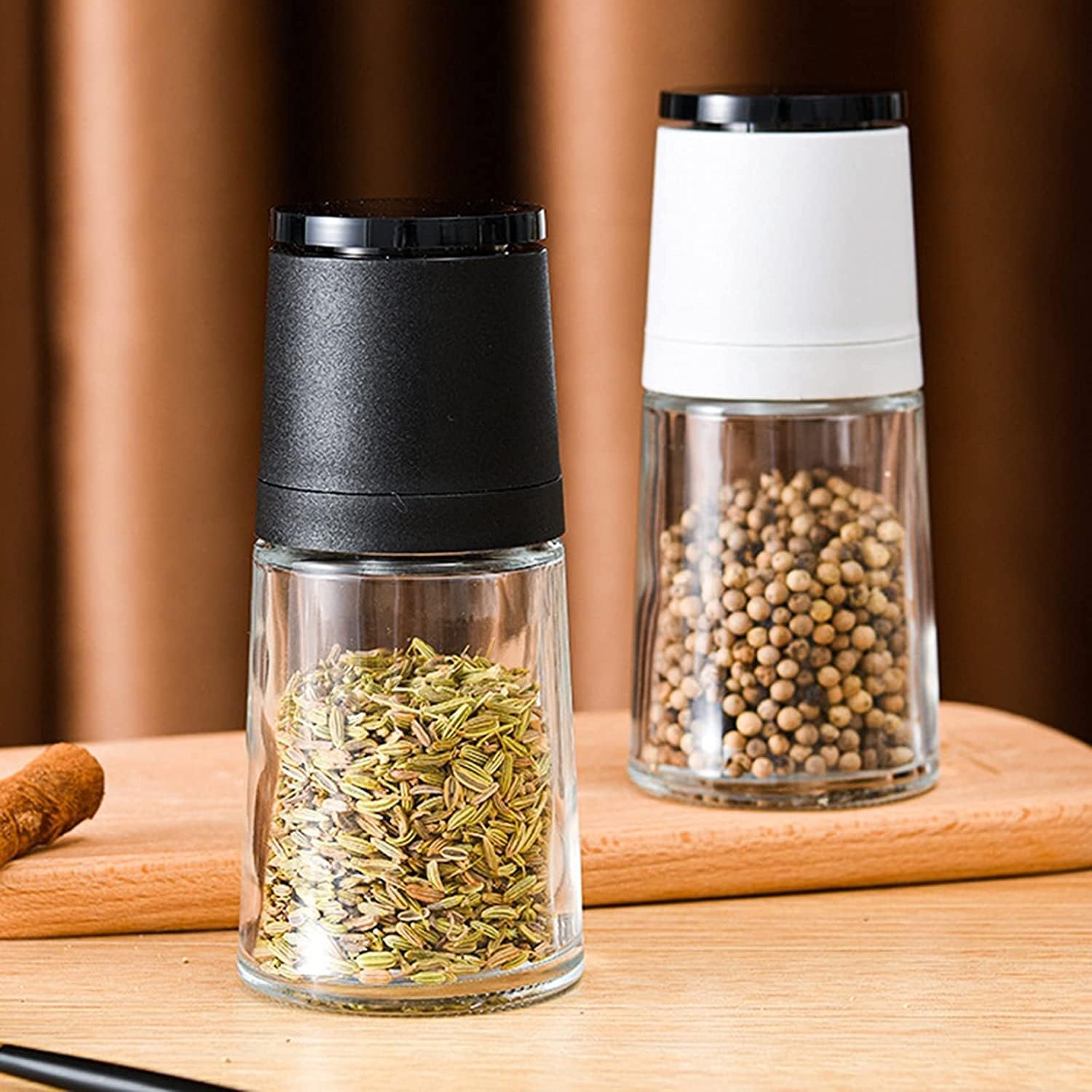 Salt and Pepper Grinder,Pepper Grinder Salt or Pepper Grinder 1pk - Creative Manual Salt Pepper Spice Mill Grinder Seasoning Storage Bottle can Jar Kitchen Tool Accessory Pepper Mill (Color : White) (