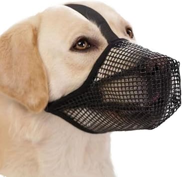 Soft Mesh Dog Muzzle for Small Medium Large Dogs,Ajustable Breathable Full Coverage Dog Mouth Guard Cover for Grooming Scavenging,Prevent Biting Chewing and Licking Black, 3#M