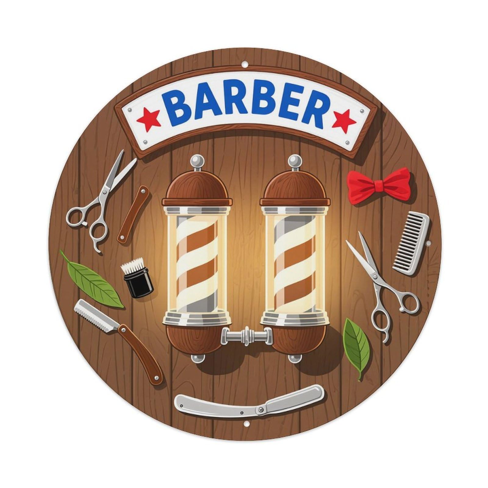 Barber Shop Tools Pattern Print Metal Tin Sign Plaque
