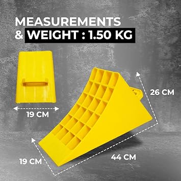 Berry Heavy Duty Wheel Chock with Handle | 45x 25CM Plastic Wheel Stop - Yellow | Portable Non-slip Parking Block | Honeycomb Tire Chock for Cars, Commercial Vehicles, Trucks (1 Pcs)