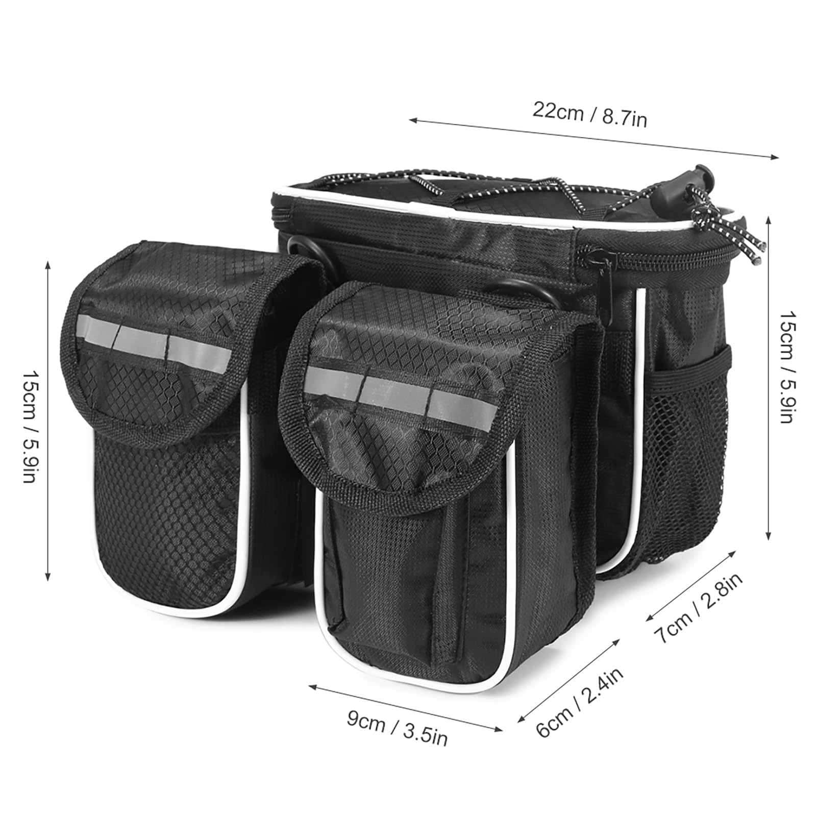 HUIOP Sacoche de vélo avec housse de pluie imperméable pour cadre avant de vélo de montagne