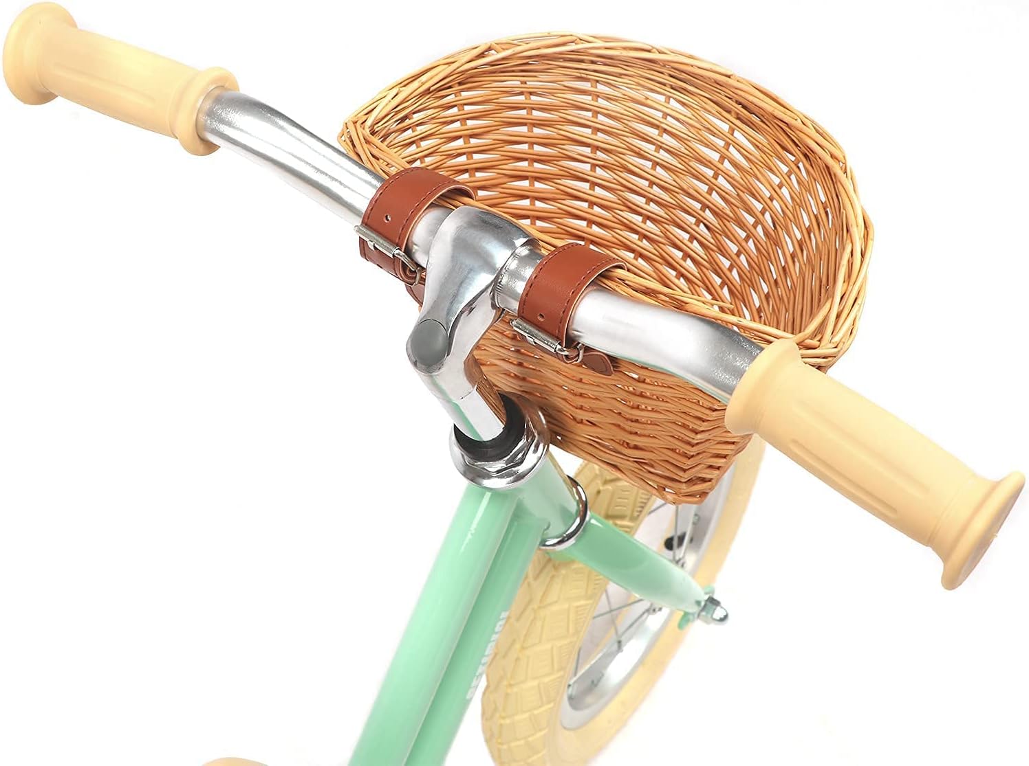 Petimini Toddler Kids Balance Bike Vintage 12 inch for 2 3 4 5 Years Old Little Girls with Wicker Basket, No Pedal Baby Retro Training Bicycle, Pink Orange : Toys & Games