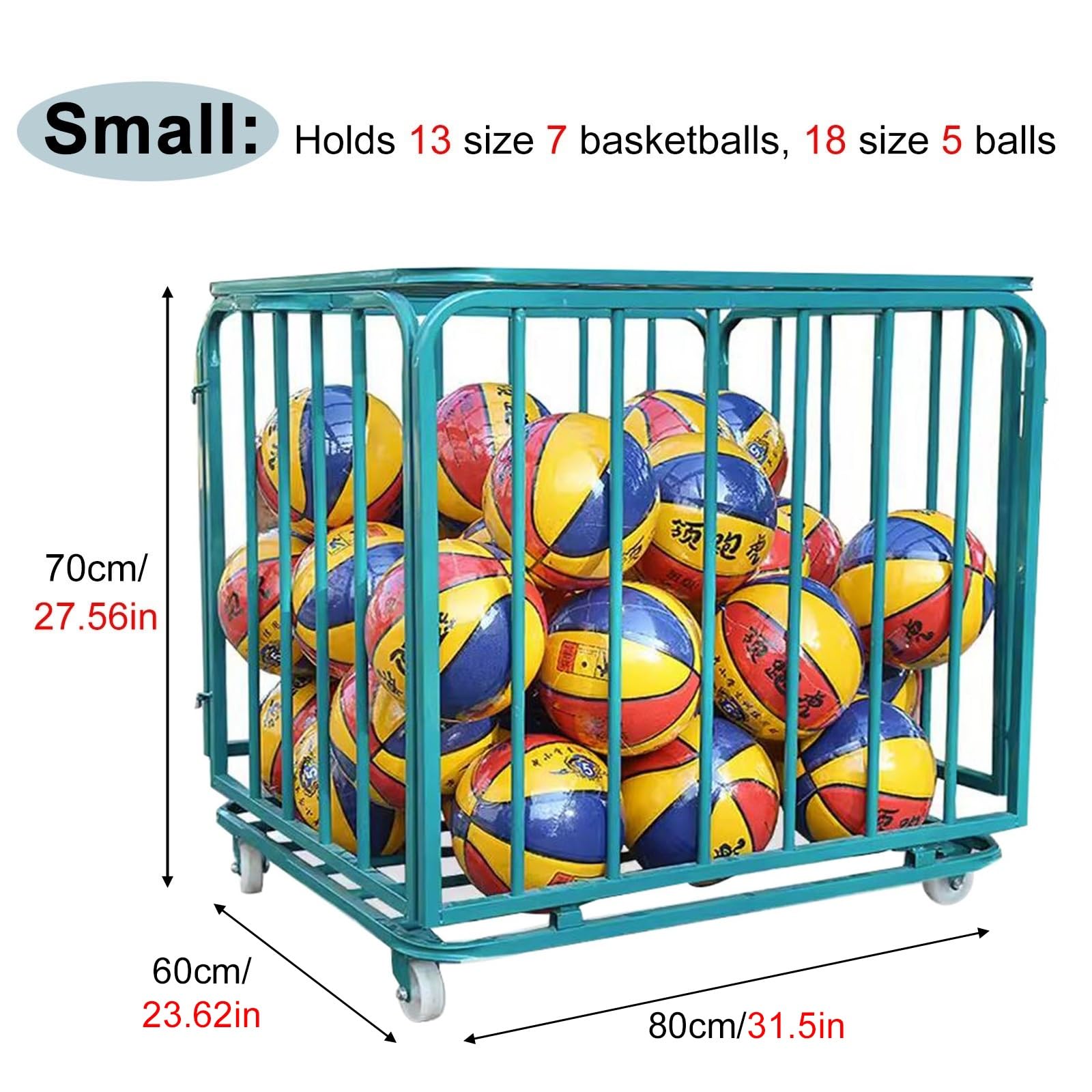 Carrello Porta Palline da Basket Pieghevole per Sport Palestra Scuola Garage