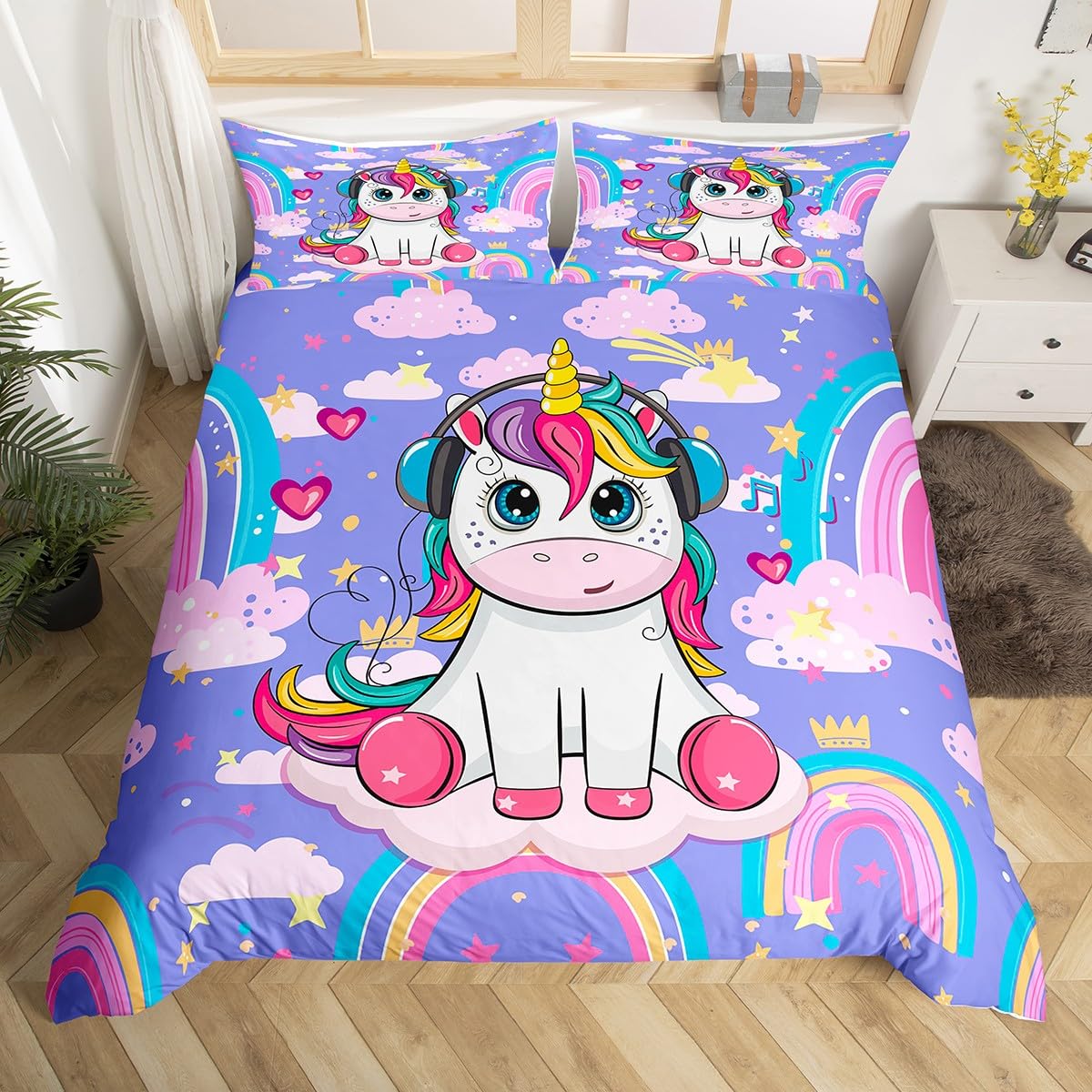 Manfei Unicorn Duvet Cover Set King Size