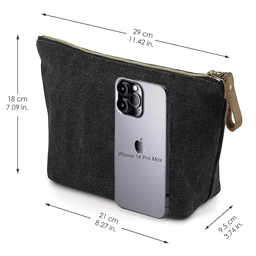 Miniatura 2 de SMRITI Bolsa de maquillaje de lona grande bolsa bolso bolso organizador de bolso con cremallera, L