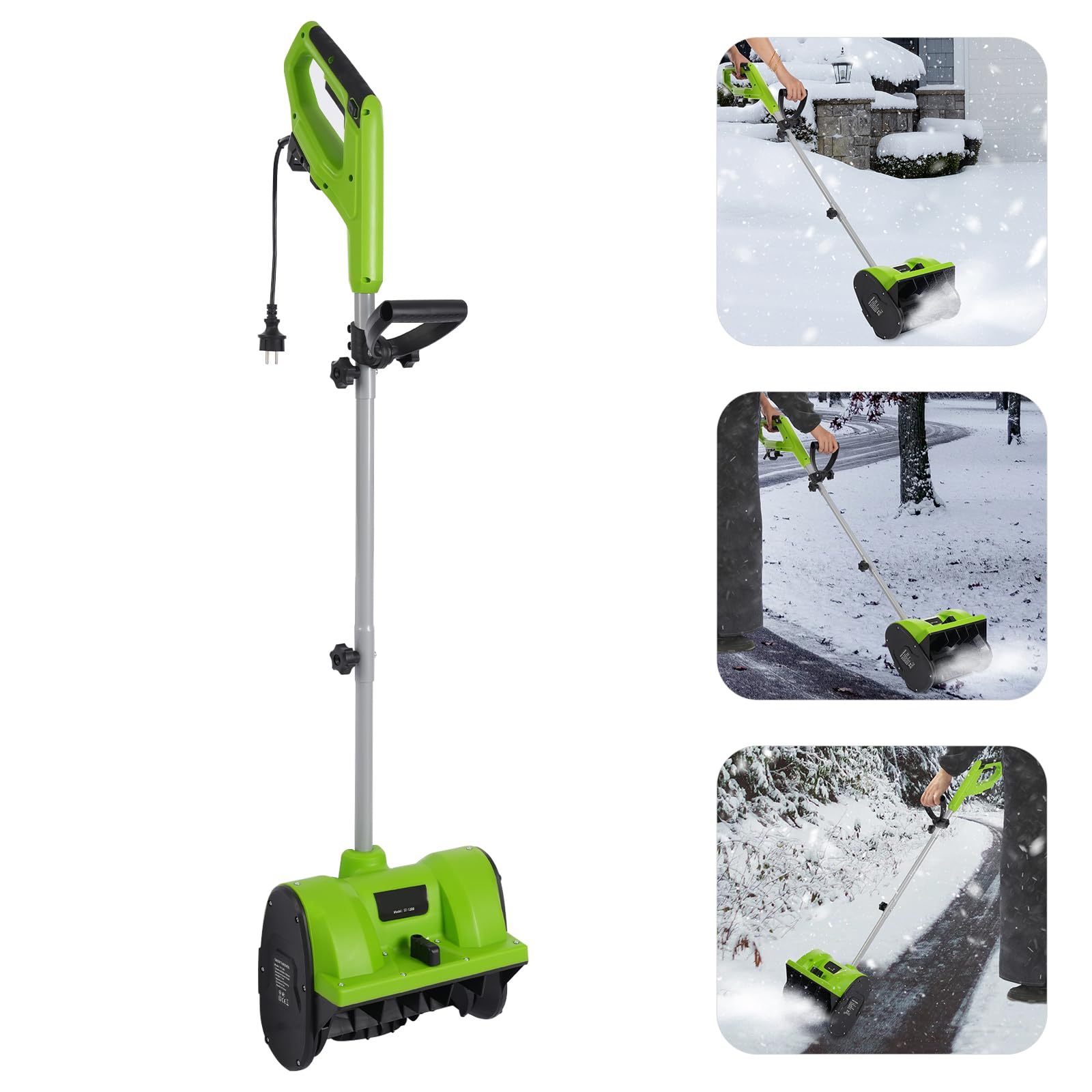 Elektryczna freza do śniegu do odśnieżania i usuwania śniegu z 1200W silnikiem, szerokość czyszczenia 30 cm, do domu, ogrodu, zimowego narzędzia