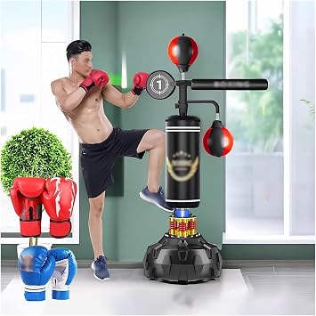 Freestanding Boxing Speed Trainer with Boxing Gloves Adjustable Height Boxing Spinning Bar for Adults & Boxer