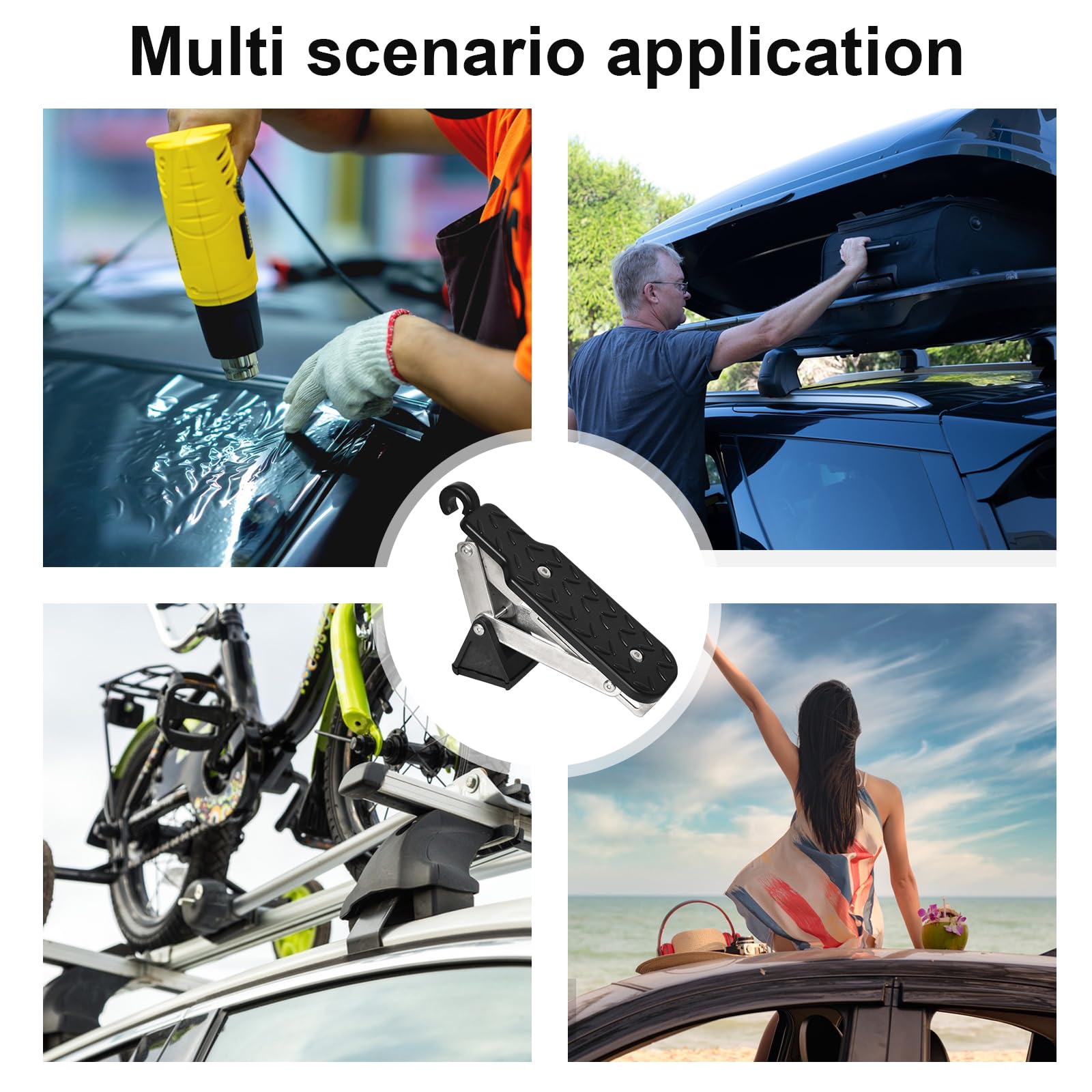 Gradino per Portiera Auto, Gradini per Camper, Pedana Pieghevole per Porta, Pedana per Auto in Lega di Alluminio con Cuscino a Buffer, Angolo Antiscivolo Regolabile, per Veicolo SUV RV Camion Jeep