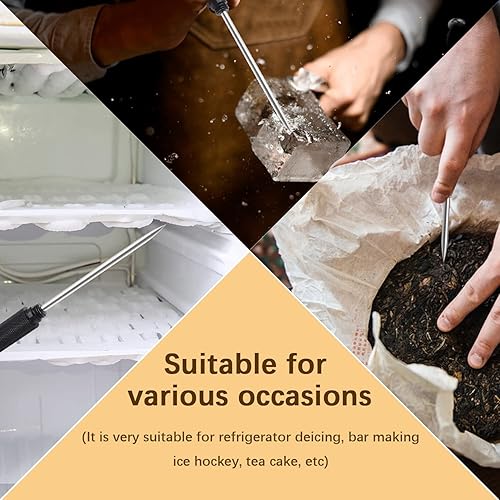 Miniatura 5 de Palillo de hielo con cubierta de seguridad, mango de aleación de aluminio, cuchillo de acero inoxidable con herramienta de púa para romper hielo,