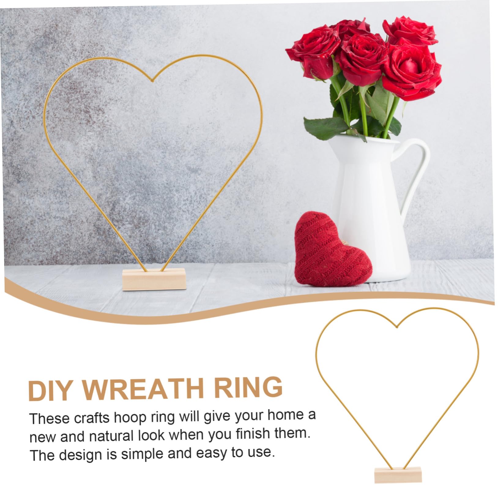 10 Sätze Teiliges Metallblumen Hoop mit Holzsockel Goldfarbener DIY Hochzeits Tischkranz Stabile Eisenringe für Vielseitige Party und Tischdekoration