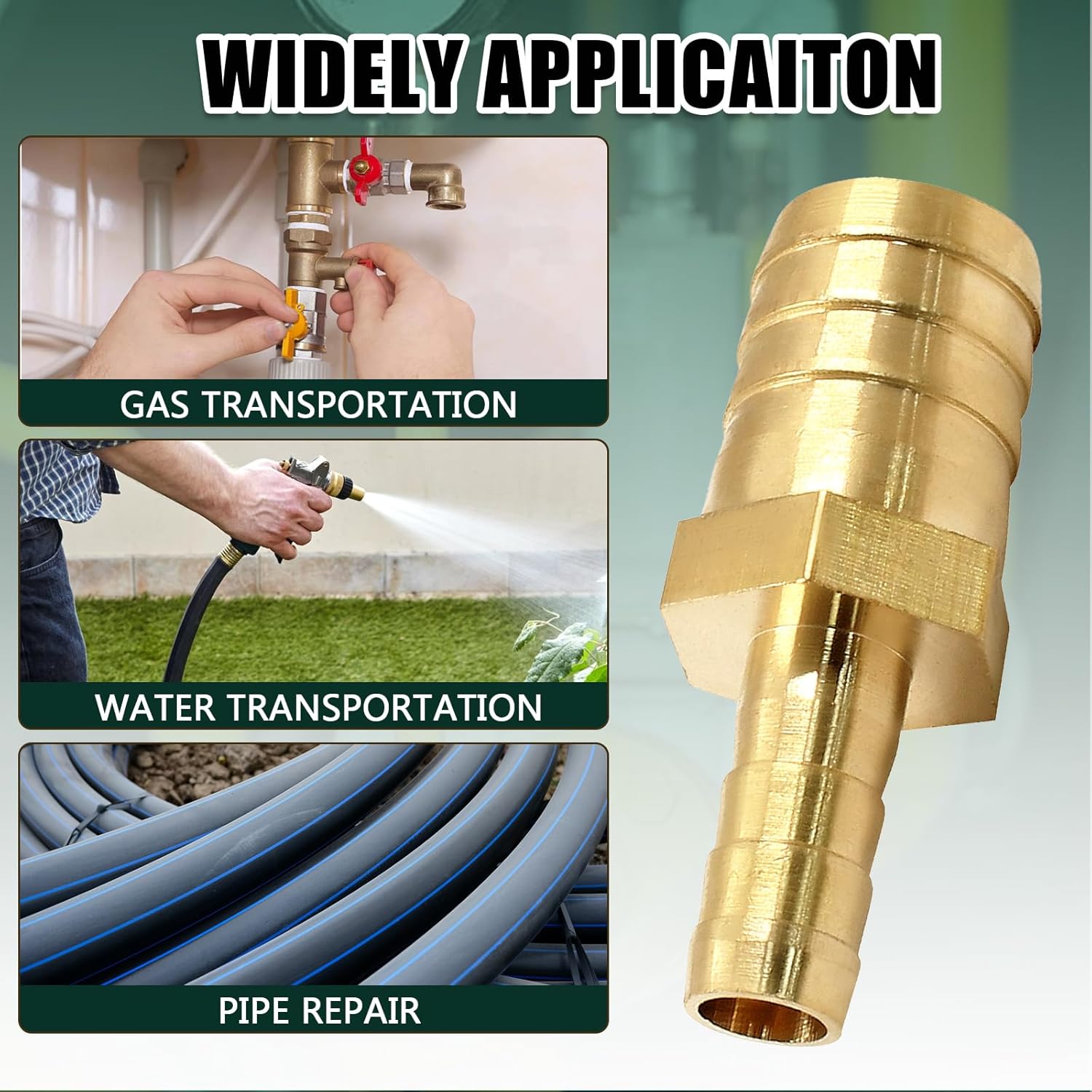 Brass Hose Barb Reducer, 3/4" to 3/8" OD Barb Reducer Splicer Mender Union Adapter Barbed Hose Fittings for Air Water Fuel