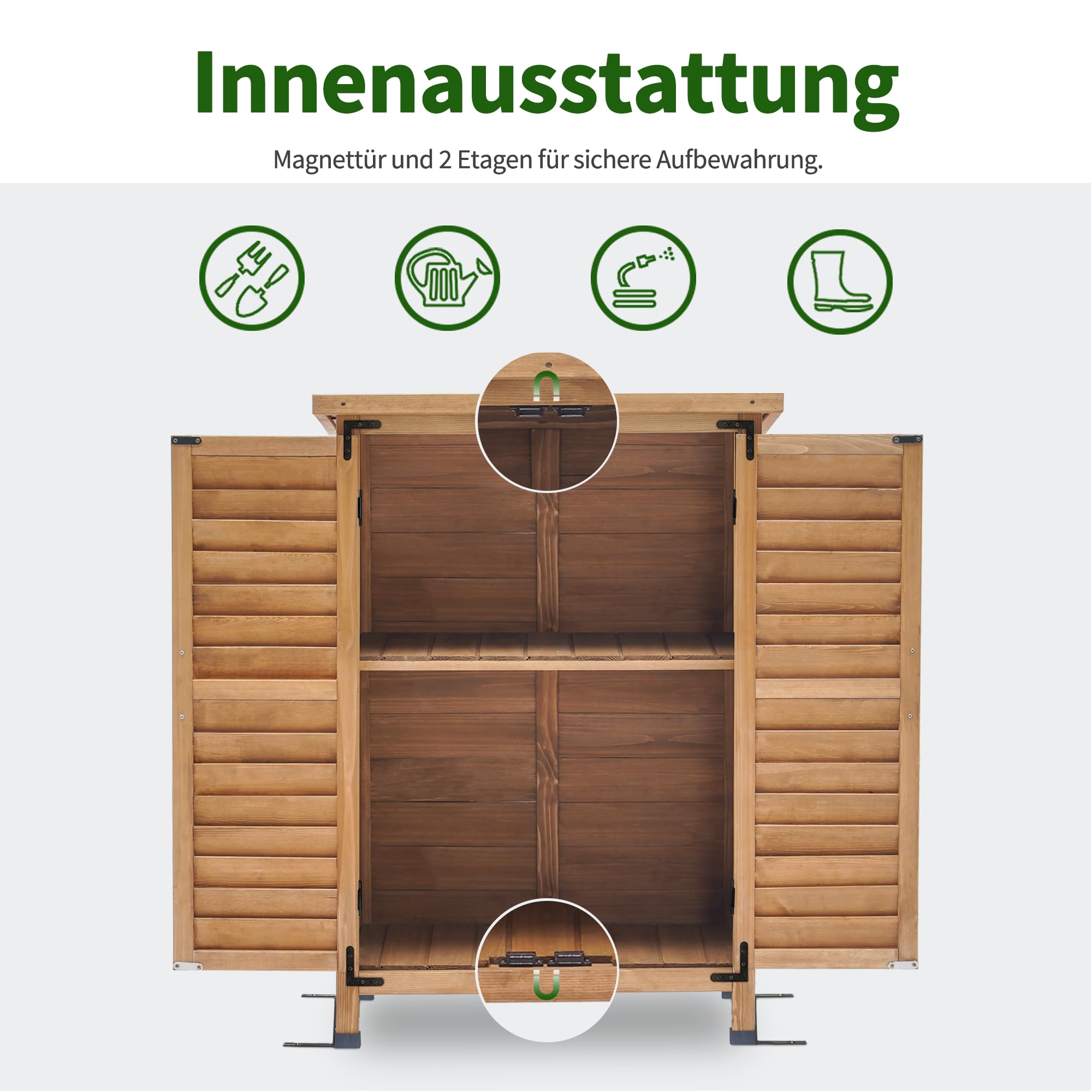 MCombo Gartenschrank Geräteschuppen Outdoor-Schrank Holz Natur 47x63x96 cm