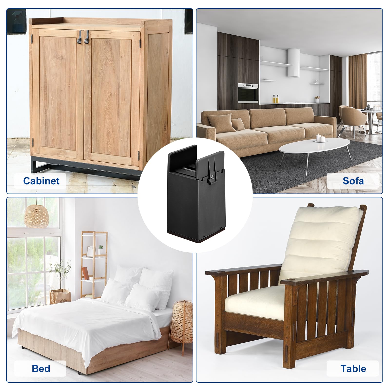 uxcell Elevadores de cama de 4 pulgadas con abrazadera de tornillo ajustable, 4 elevadores de muebles para cama, escritorio, sofá, mesa, apto para muebles de grosor de 0.4 a 1.97 pulgadas, soporta