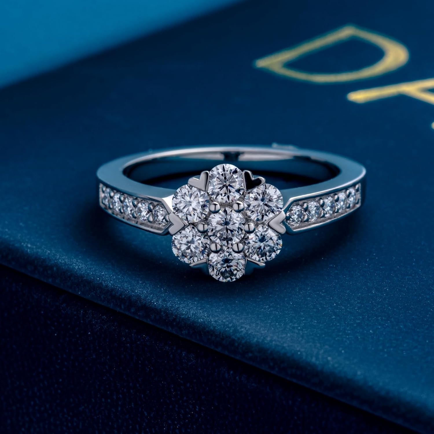 Moissanite Rings for Women,D Color VVS1 Flower Engagement Rings Sterling Silver Plated 18K White Gold Moissanite Anniversary Rings For Women Promise Rings for Her - Image 3